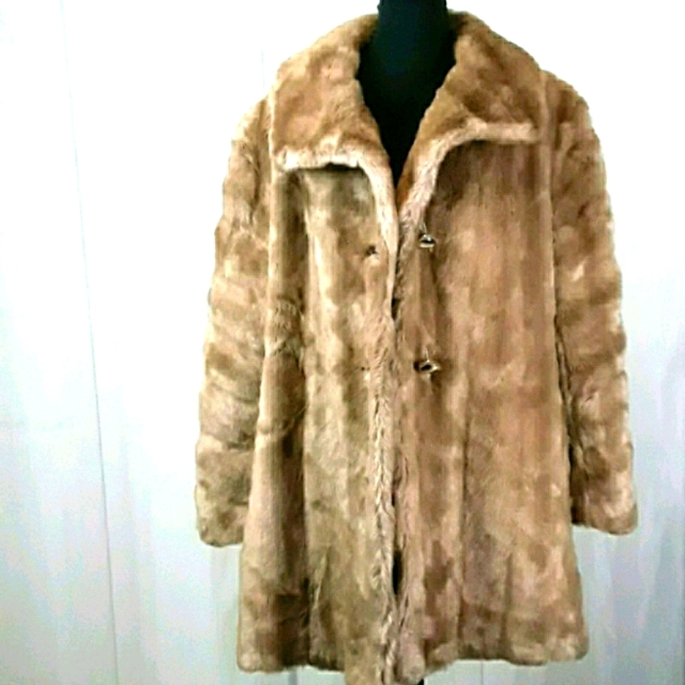 VTG Sterling stall sz 12 lined mink fur brown coat